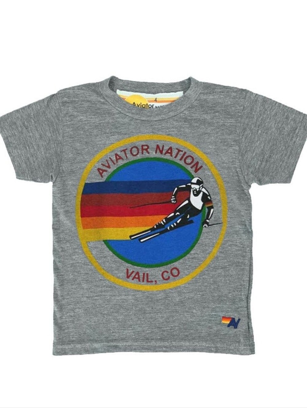 Aviator Nation Kids Size 14 Vail Colorado Ski Graphic Tee Heather Gray